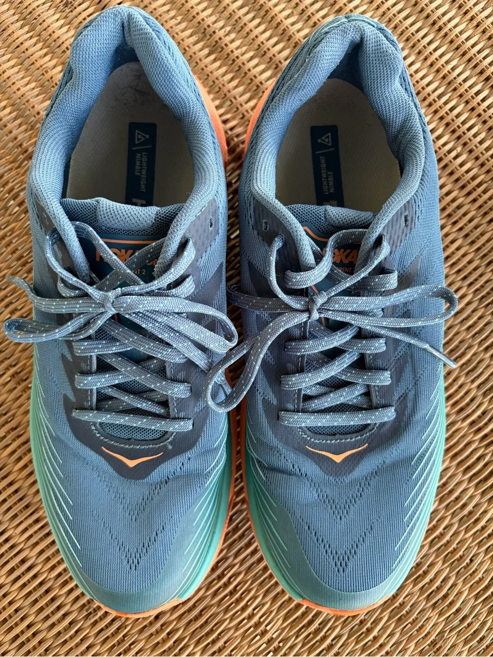 Hoka Blue & Teal Women's Running Shoes with Coral Accents